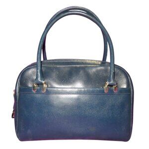 Morris Moskowitz Vintage Blue Leather Boston Bag with charms